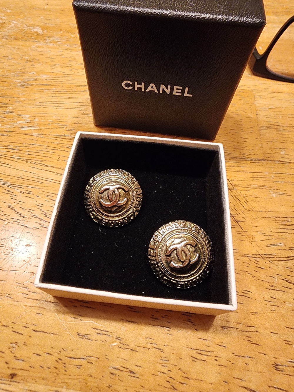 CHANEL Gold-Tone & Silver-Tone Button CC Clip Earrings